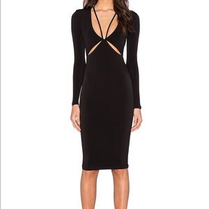 Nookie Black Long Sleeve Cutout Midi Dress